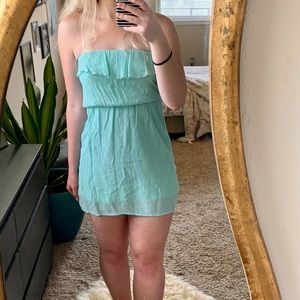Teal Strapless Sun Dress